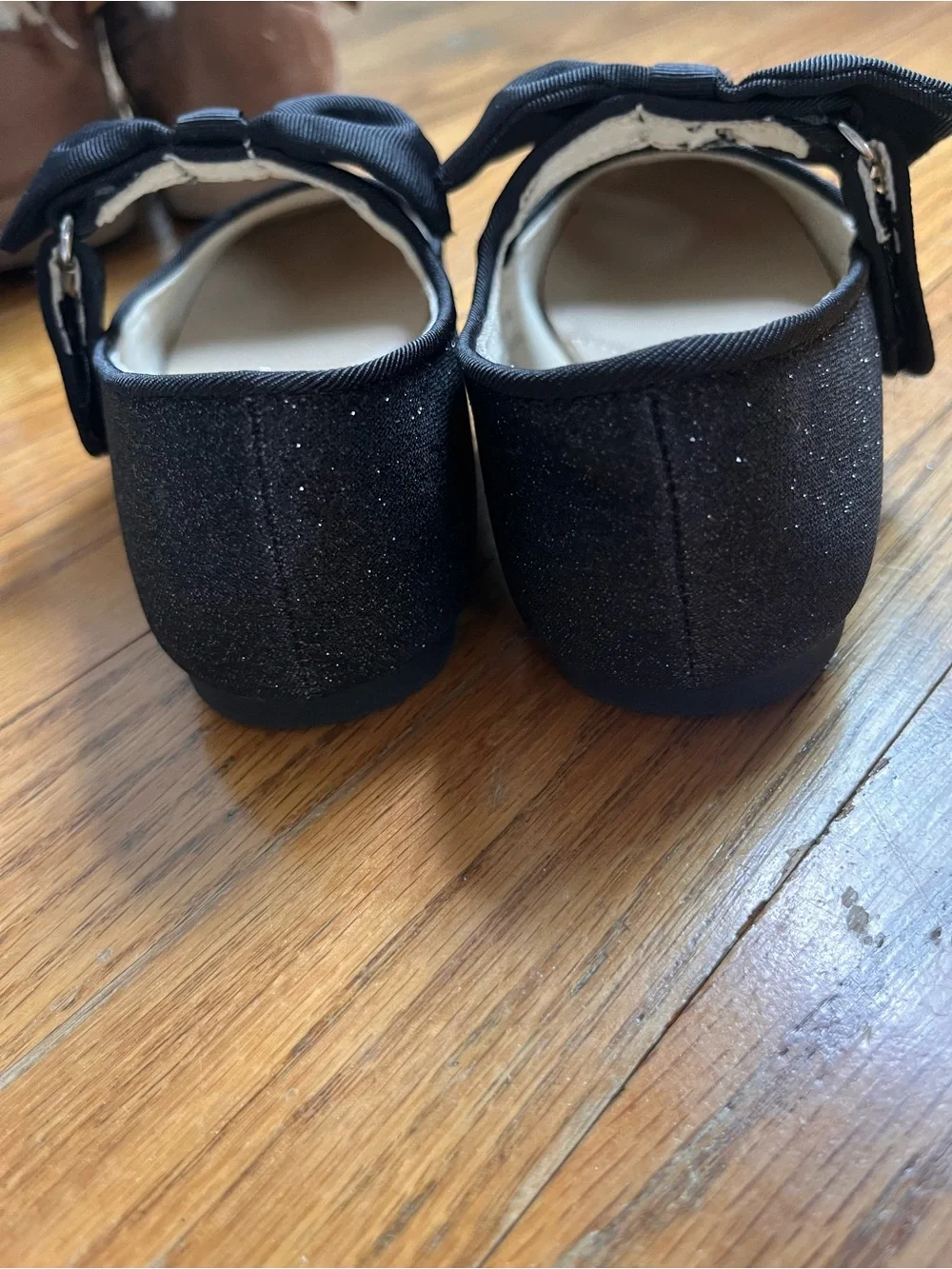 Cat & Jack Black Bow Sparkle Mary Janes